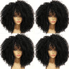 Curly Afro Wig With Bangs Short Kinky Curly Wig For Women Synthetic Black Curly Wigs Shoulder Length Glueless Afro Wig