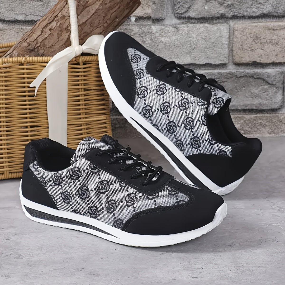 Women'S Fashion Sneakers Low Top Lace-Up Sports Shoes, Breathable Fabric Upper, Non-Slip Rubber Sole, with Height Increase, for All-Season Casual Athletic Footwear