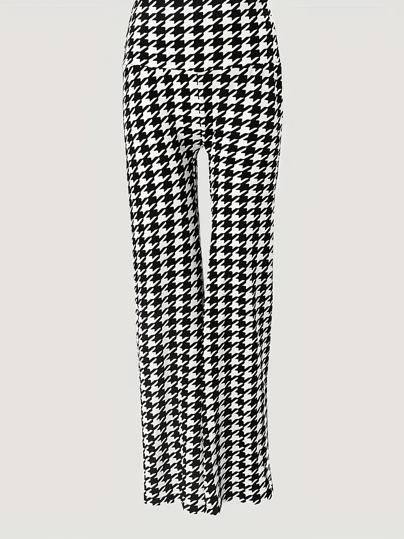 Chic Houndstooth High-Waist Wide-Leg Pants for Women - Stretchy, Casual & Machine Washable - For Women - Suitable for Everyday Wear, Work & Parties - Perfect Gift for Fashionable Women