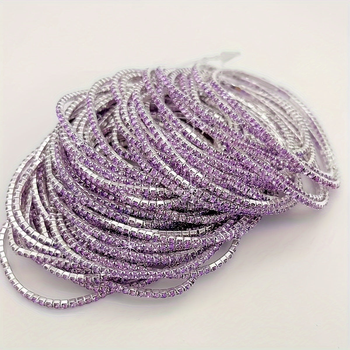 12pcs set of sparkling rhinestone tennis bracelets - elastic, elegant and versatile, suitable for daily dress up or party, ideal gift for lovers, sisters, mothers