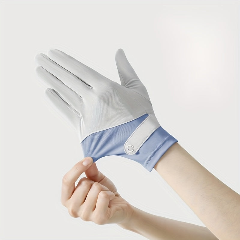 Ice Sliky Fiber Fabric Women's Breathable Thin Summer Outdoor Ice Feel Cycling Anti-Slip Fingerless Touchscreen Gloves