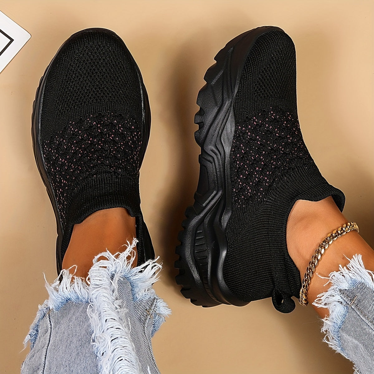 Women's Simple Plain Lace Up Low Top Sneakers - Casual Breathable Lightweight Socks Shoes, Minimalist Running Shoes Sporty Sneakers - For Women - Suitable for Running, Walking, Everyday Wear - Perfect Gift for Fitness Enthusi