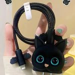 5-Pack Cute Cat Pattern Charger Protector, 18/20W Fast Charging Head Anti-Break Cable Organizer, TPU Material, No Battery, Ideal Gift for Boyfriend/Girlfriend
