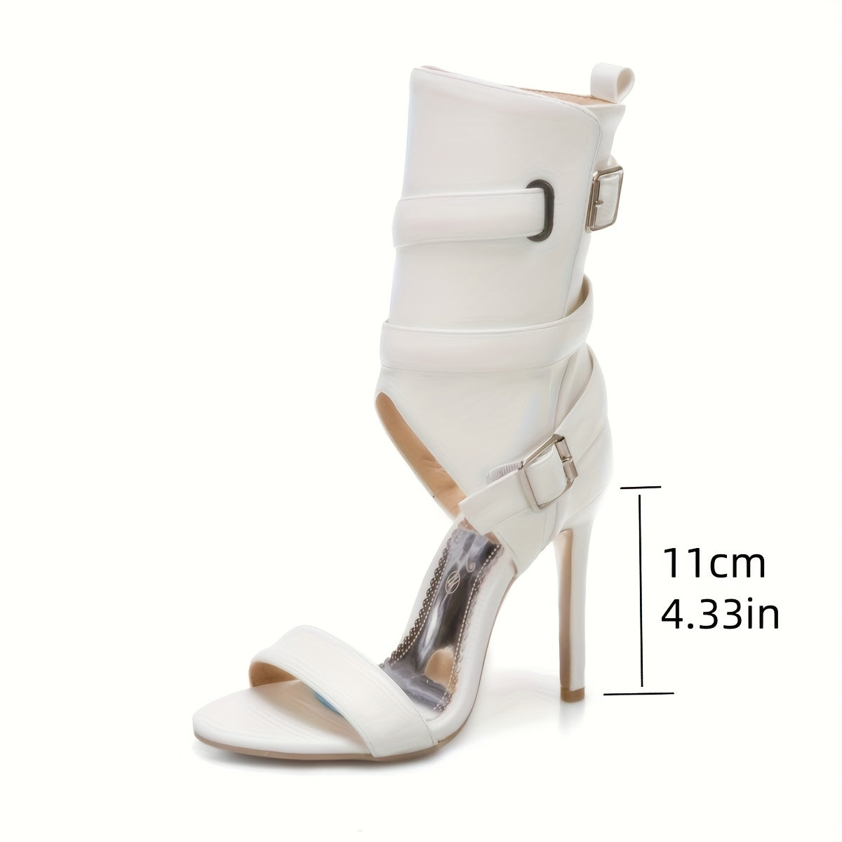 Elegant Women'S High-Heel Shoes with Crisscross Straps, Open Toe, and Zipper Detail - White Stiletto Heels, British Style, Perfect for Spring and Summer, Stylish Outdoor Attire|Fashionable Shoes|Rubber Sole
