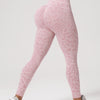 1pc Women'S Leopard Print Jacquard Wide Waistband Running Leggings, Polyamide 90% Elastane 10% Knit Fabric, Basic Style High-Waisted Sports Tights