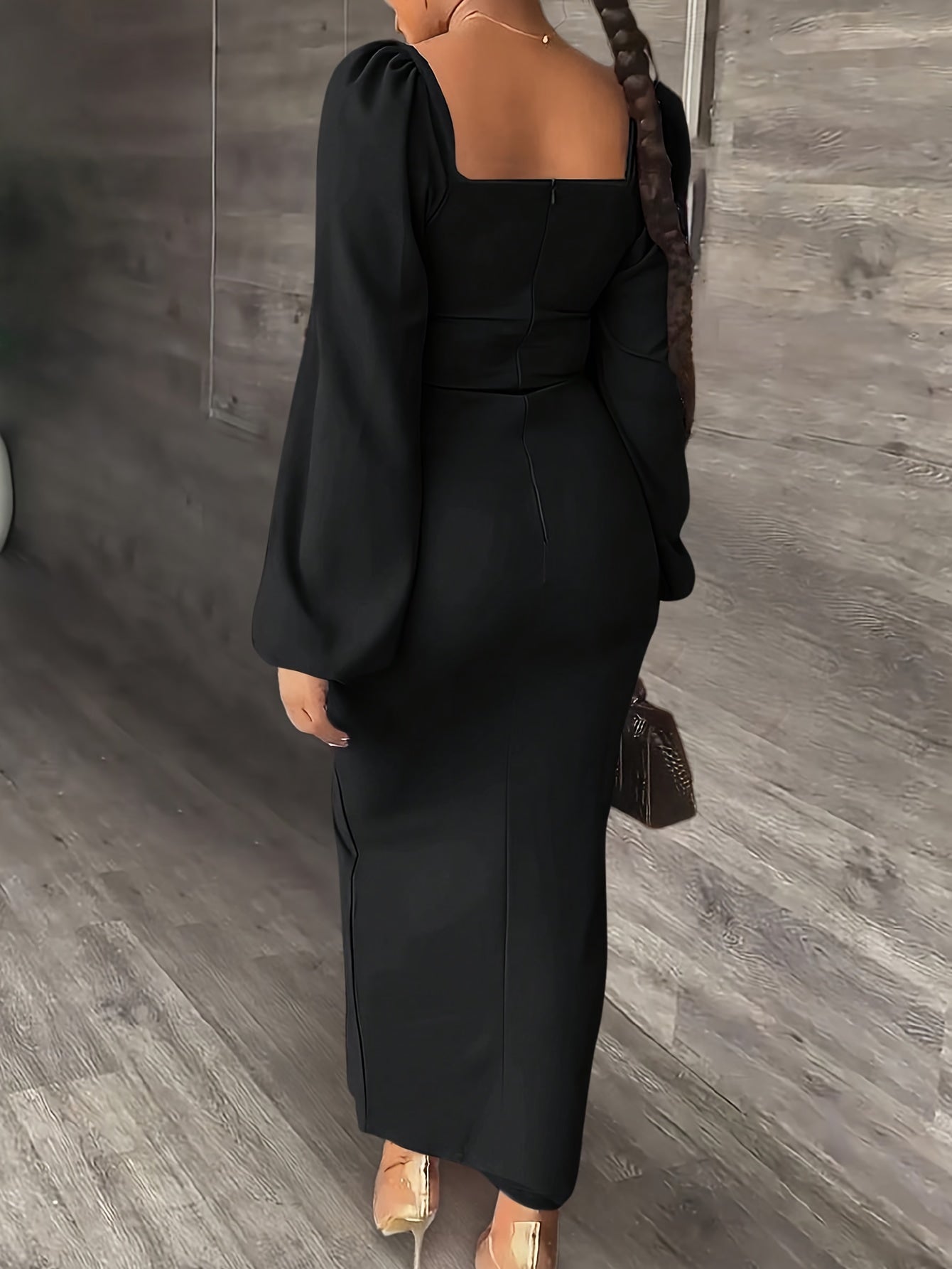 New European and American Style Fashion Slimming Split Long Sleeve Dress Trend