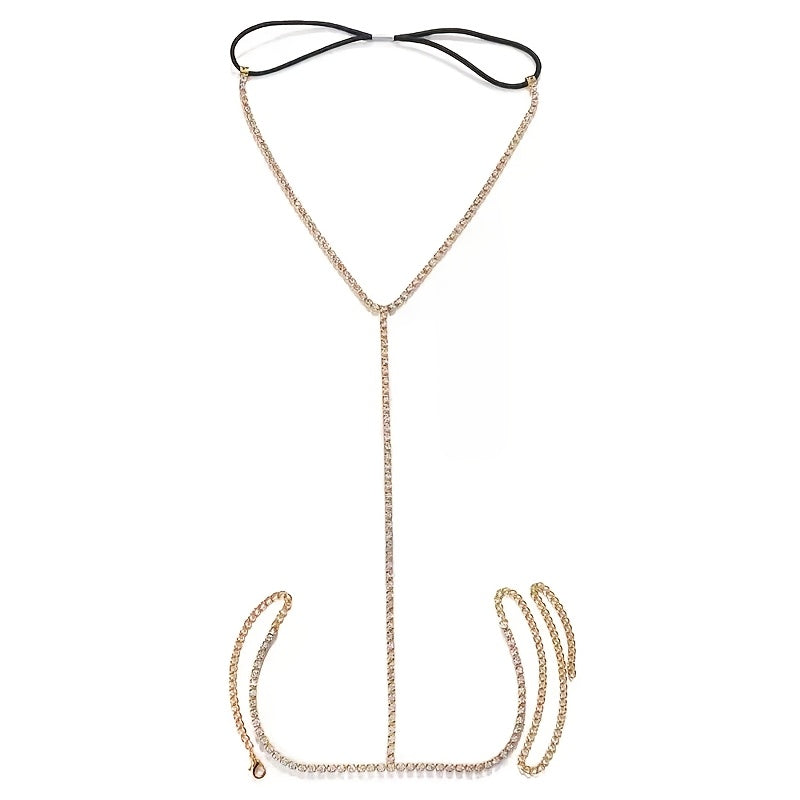 Rhinestone Leg Chains - Sparkling Body Chain with Luxurious Accents, Iron Construction, Perfect for Beach, Pool, and Party Wear, Beach Accessories|Sexy Legwear|Rhinestone Chains