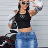 Ladies' trendy denim half skirt