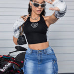 Ladies' trendy denim half skirt