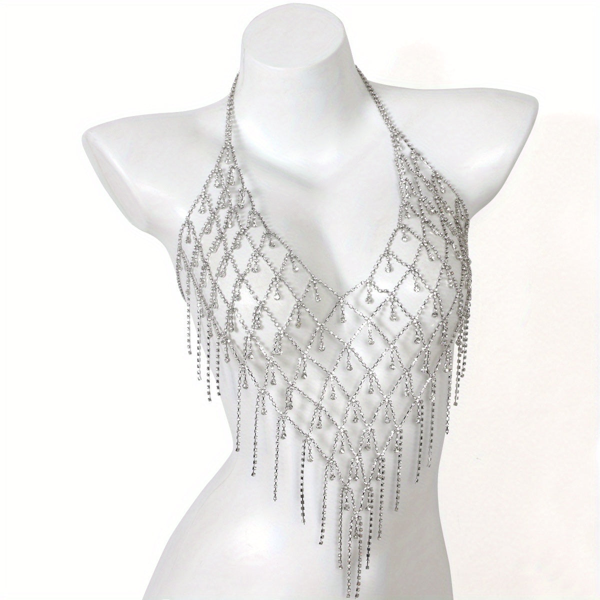 1 Luxurious Rhinestone Sparkling Chest Chain, Fashionable Retro Style Sparkling Body Chain Accessory for Women, Suitable for Gifts