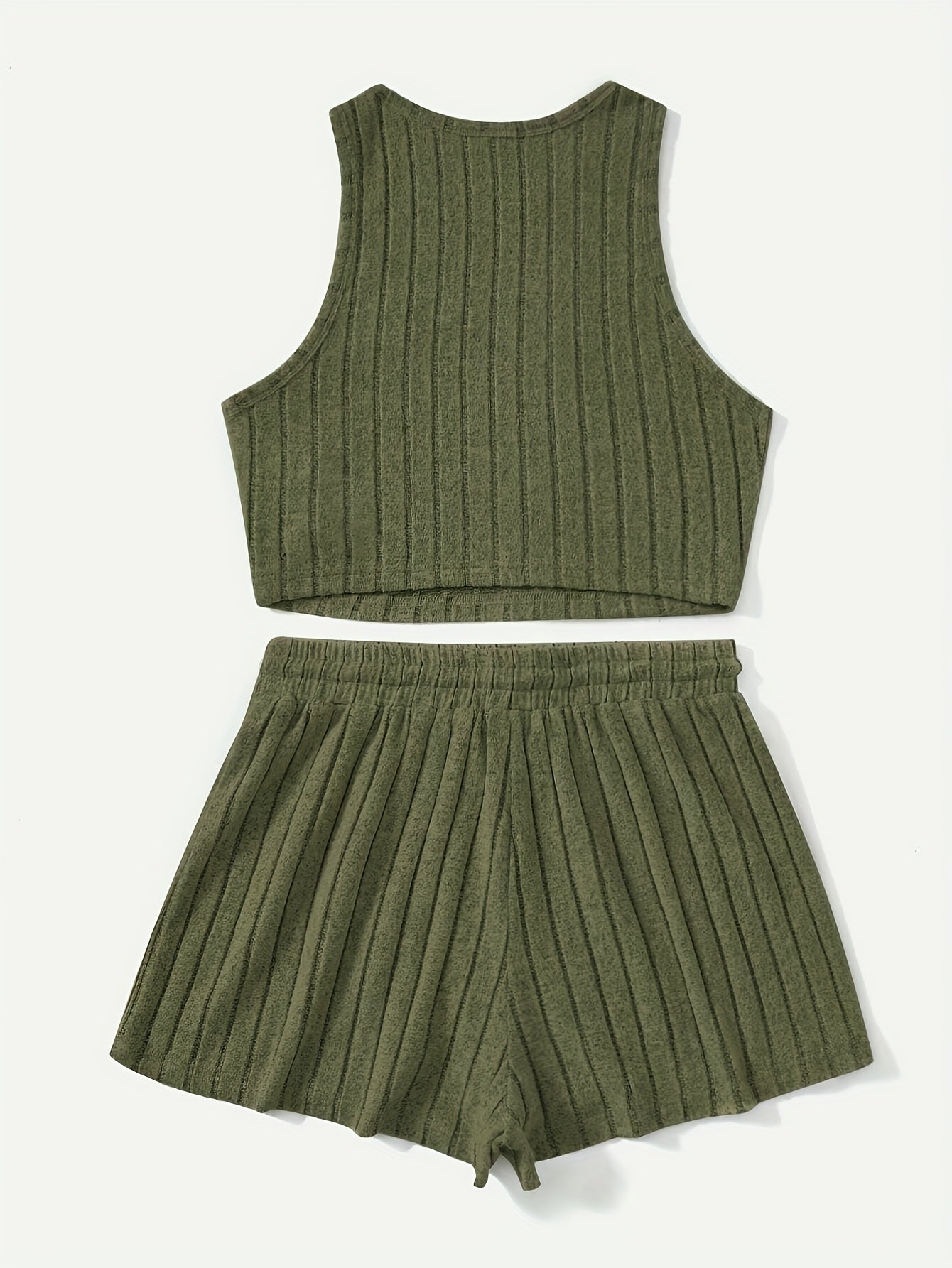 Elegant Directional Fashion Women'S Striped Skin-Friendly Tank Top And Shorts Set