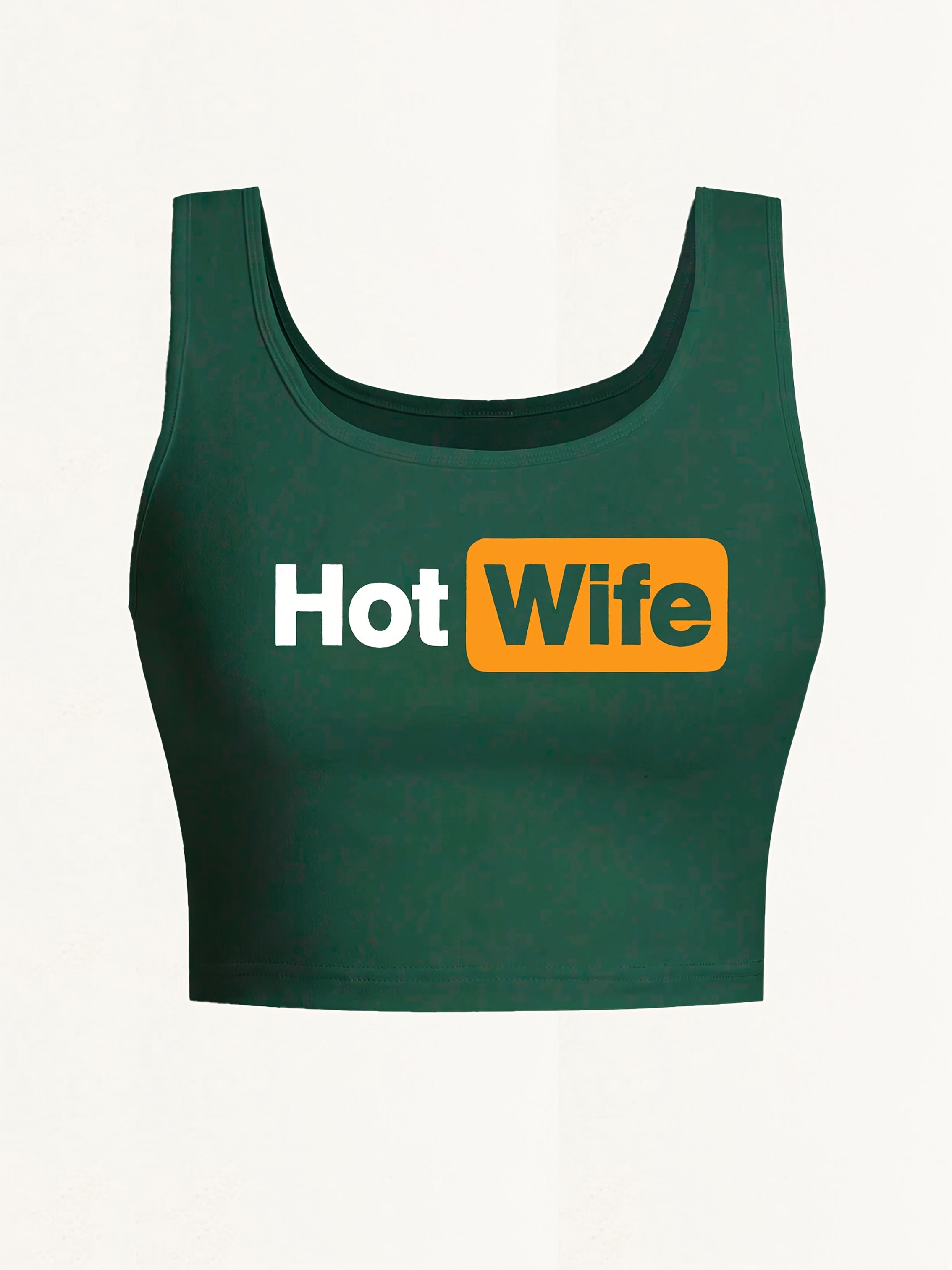 Women's "Hot Wife" Graphic Print Sleeveless Tank Top - Vibrant Red with Yellow Splash Design, Seamless Round Neck, Lightweight Breathable Fabric for Yoga & Casual Wear, Machine Washable Spring Summer Fall Top, Ladies Tank Top