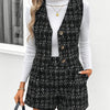 Stylish Oriented Women's Plaid Print Vest and Shorts Set