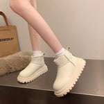 Fleece-lined Thick Leather Waterproof New Bread Snow Boots For Women