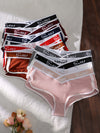 8pcs Comfy High-Waist Women's Briefs with "Sweet" Waistband - Stretchy & Breathable, Elegant Solid Colors in Polyester/Elastane Blend, Hand Washable - Perfect for Casual Attire
