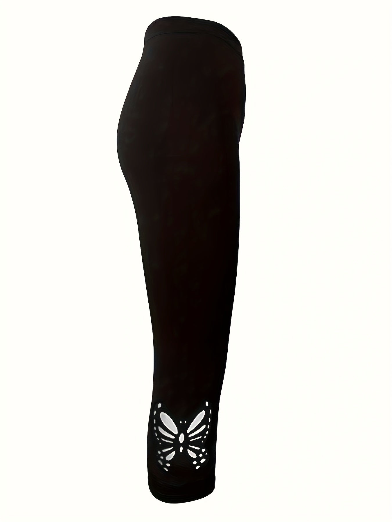 Butterfly-Shaped Hollow Cropped Leggings: Stretchy Skinny Leggings for Women