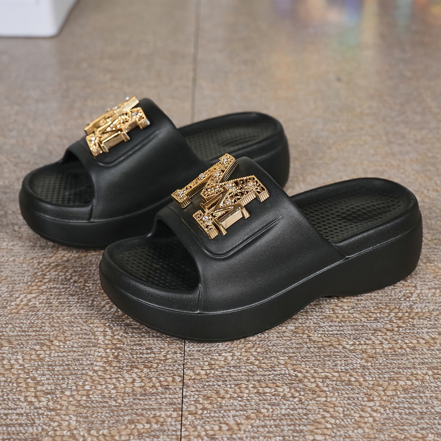 Chic Women's Summer Slides - Thick Sole, Open Toe, Non-Slip EVA Sandals for Indoor & Outdoor Wear