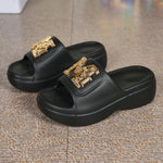Chic Women's Summer Slides - Thick Sole, Open Toe, Non-Slip EVA Sandals for Indoor & Outdoor Wear