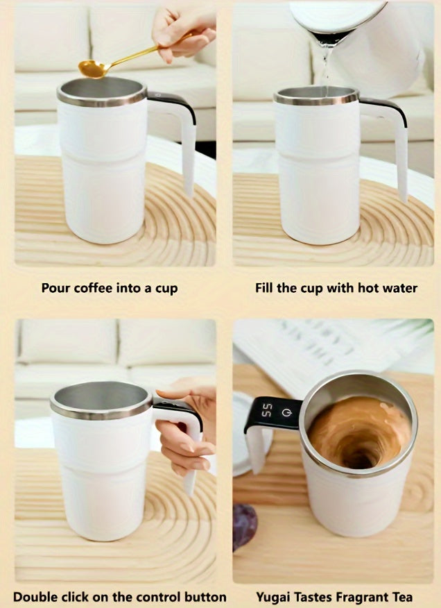Portable Magnetic USB Rechargeable Self-Stirring Coffee Mug with Smart Temperature Display for Home & Office