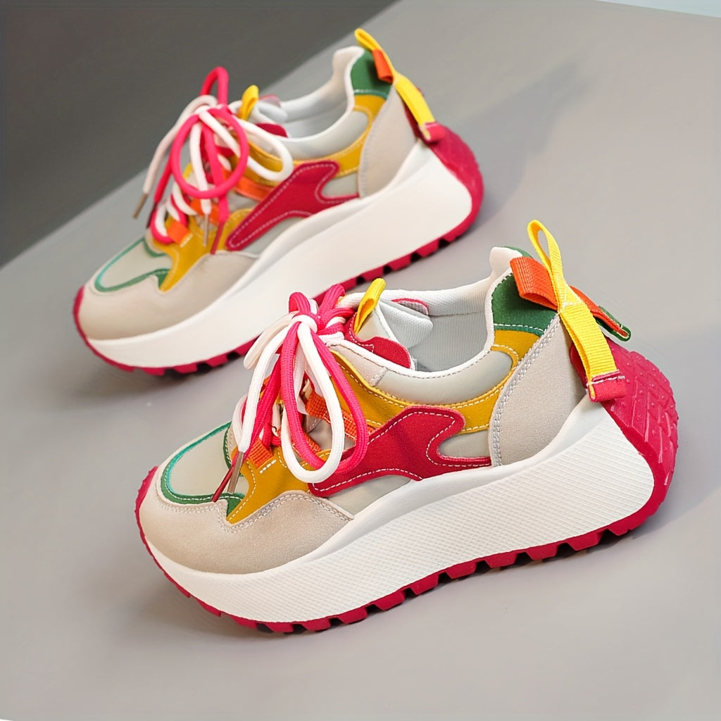 Women'S 2025 New Arrival, Colorful Striped Running Shoes with Thick Sole - All-Season Motion-Control Sneakers for Fitness and Running, Allseason Sneakers|Playful Design|Motioncontrol Support