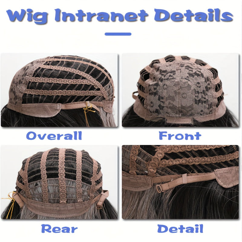 Pick Dyed Long Curly Wavy Wig With Bangs Synthetic Wig Beginners Friendly Heat-resistant Elegant Daily Use Female Wig.