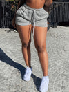 Stretchy High Waist Drawstring Skinny Shorts - Soft Micro Elastic Polyester Fabric, Solid Color, Casual Style for Everyday Wear, Womens Comfortable Shorts for All Seasons