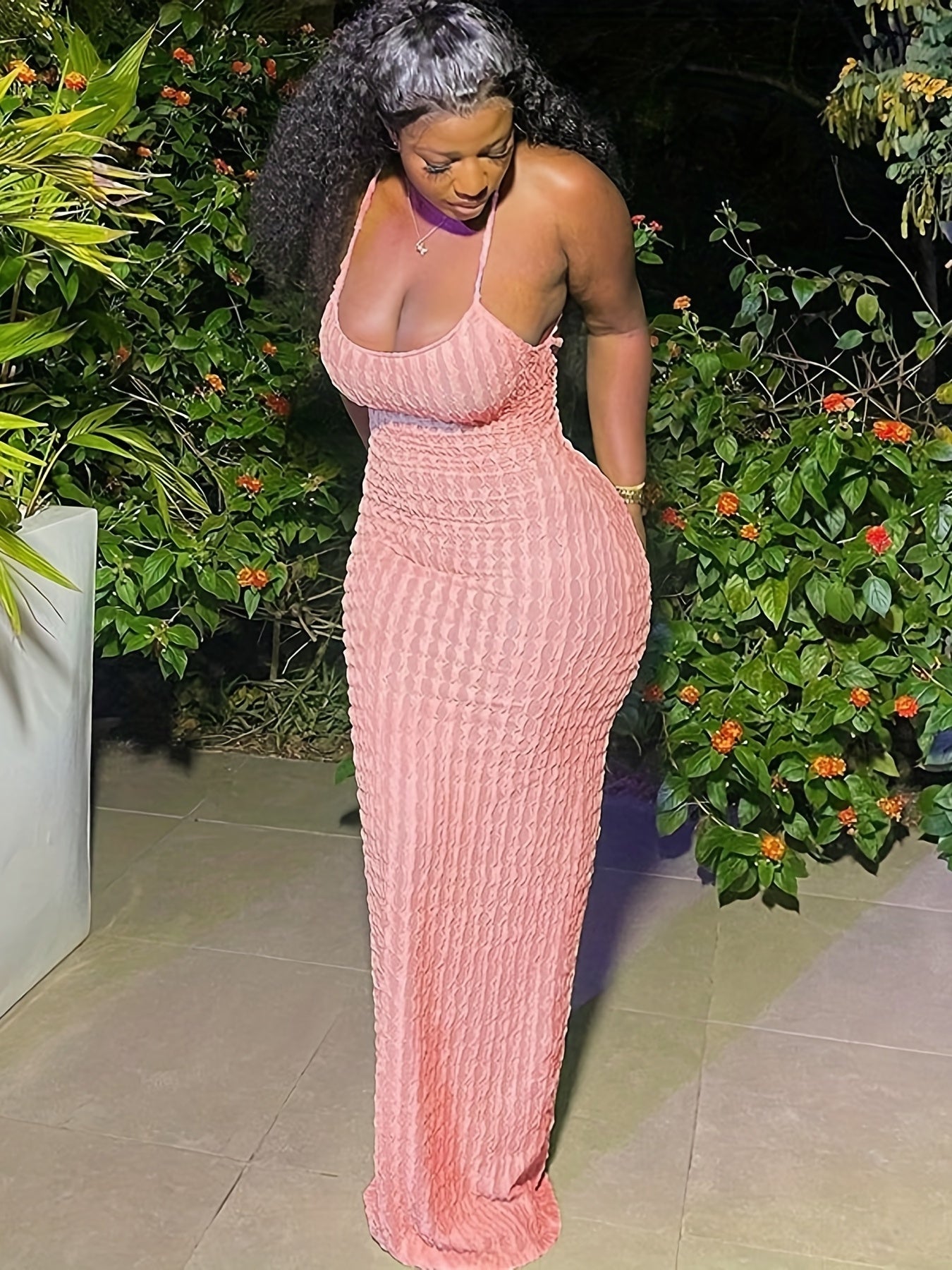 Solid Spaghetti Popcorn Dress - Sexy Backless Design - For Spring & Summer - Women's Clothing - Perfect for Parties & Casual Occasions - Ideal Gift for Women