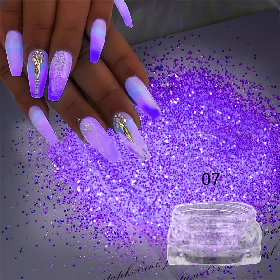 Glow-in-the-Dark Nail Powder - Blue & Green Luminous Pigment Dust, Odorless Phosphor Glitter for Stunning Manicures