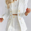 Two-piece Set, Solid Long Sleeve Elegant Blazers & Mini Skirt, Women's Clothing