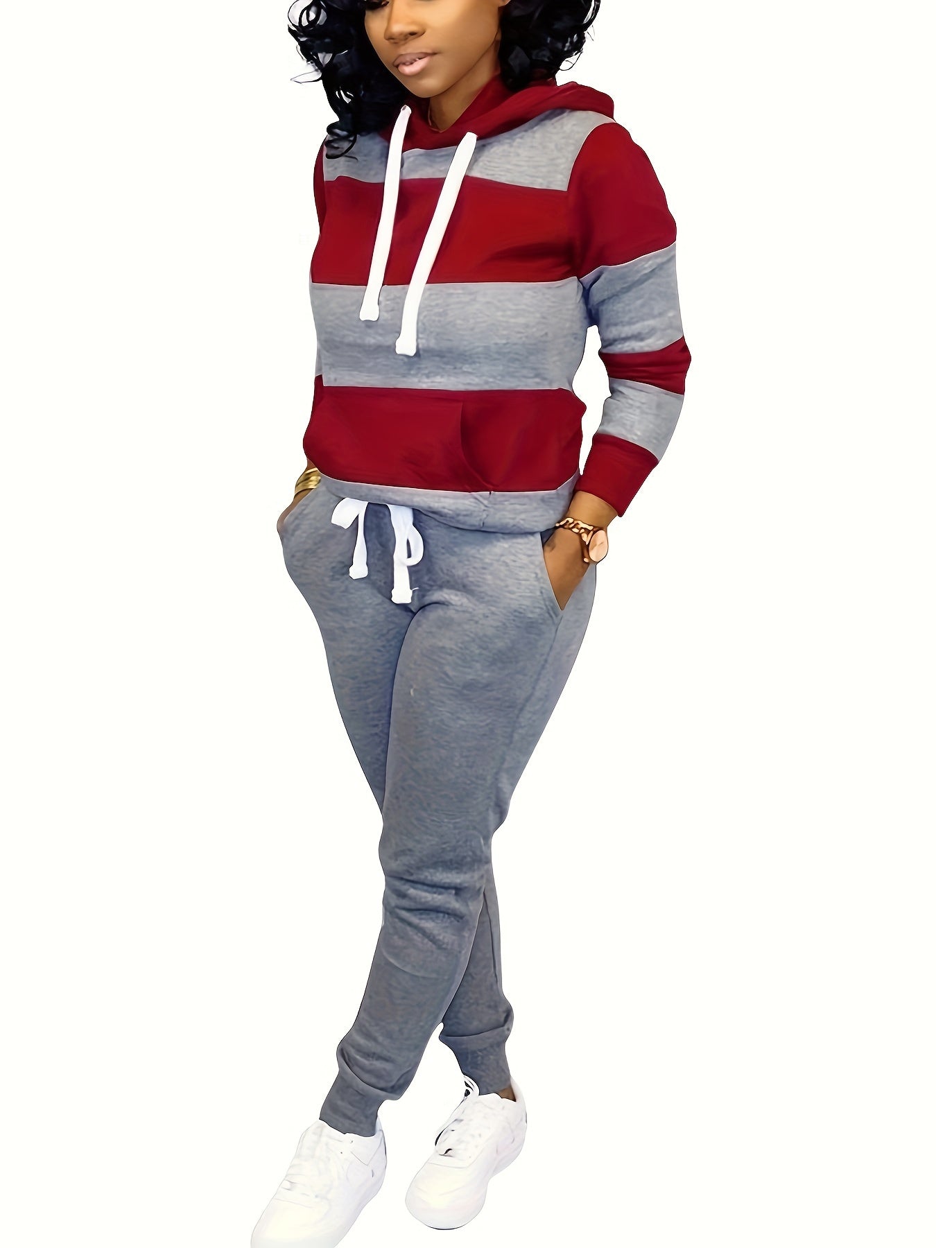 Two Piece Outfits For Women Casual Jogging Suit Set Long Sleeve Sweatshirt And Sweatpants Tracksuit Athletic Loungewear