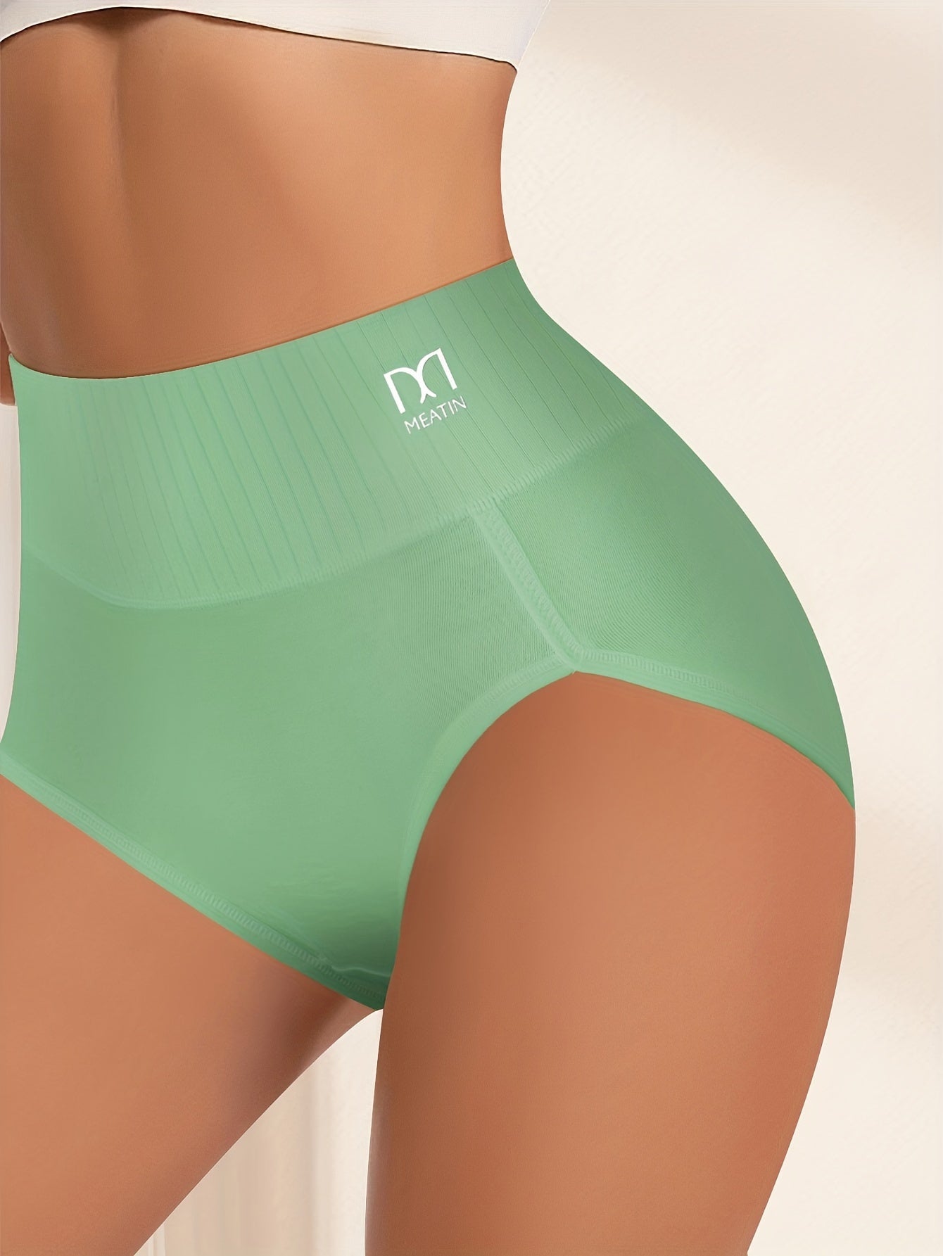 10pcs Fashion Striped High Waisted Women'S Panties, Breathable Comfortable Elastic Soft Hip Wrap Triangle Panties, Women'S Underwear Panties