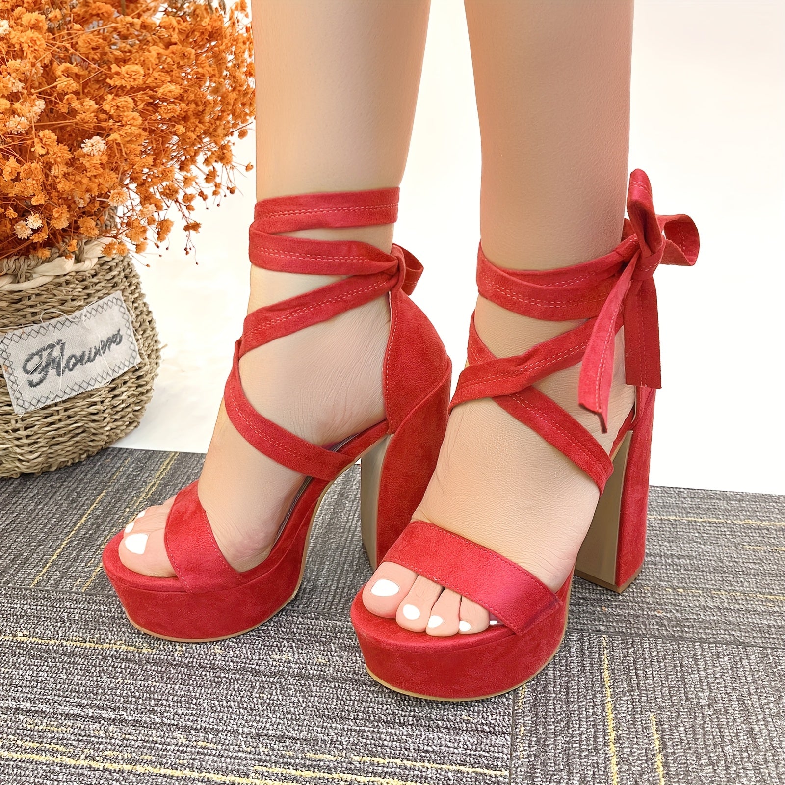 High Heels Chunky Block Platform Heels For Women Strappy Gladiator Sexy Open Toe Heels Dressy Pumps Sandals