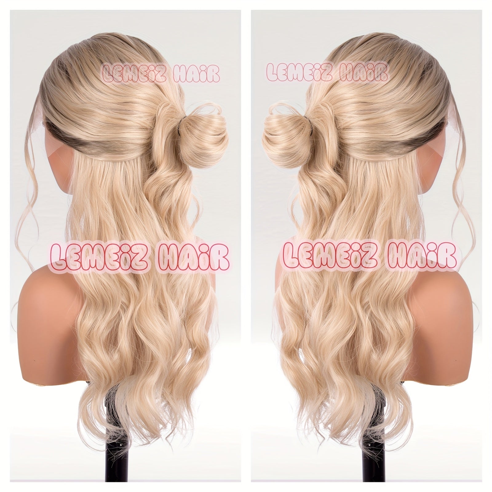 22" Long Light Blonde to Brown Ombre Body Wave Synthetic Lace Front Wig - Effortless Beachy Waves, Secure Fit, 130% Density, 13x4 Lace Area, Low Maintenance for Casual Attire, Versatile Wig Styling | Natural Look Wig | Synthe