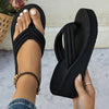 Women'S Fashion Platform Flip Flops, Solid Color Fabric Upper & Inner, EVA Sole & Insole, Slip-on Toe Post Sandals, Comfortable Lightweight Beach Slides