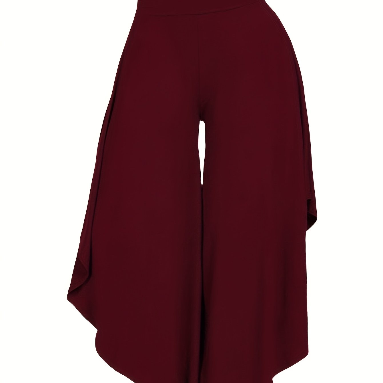 Solid Color Asymmetrical Wide-Leg Pants