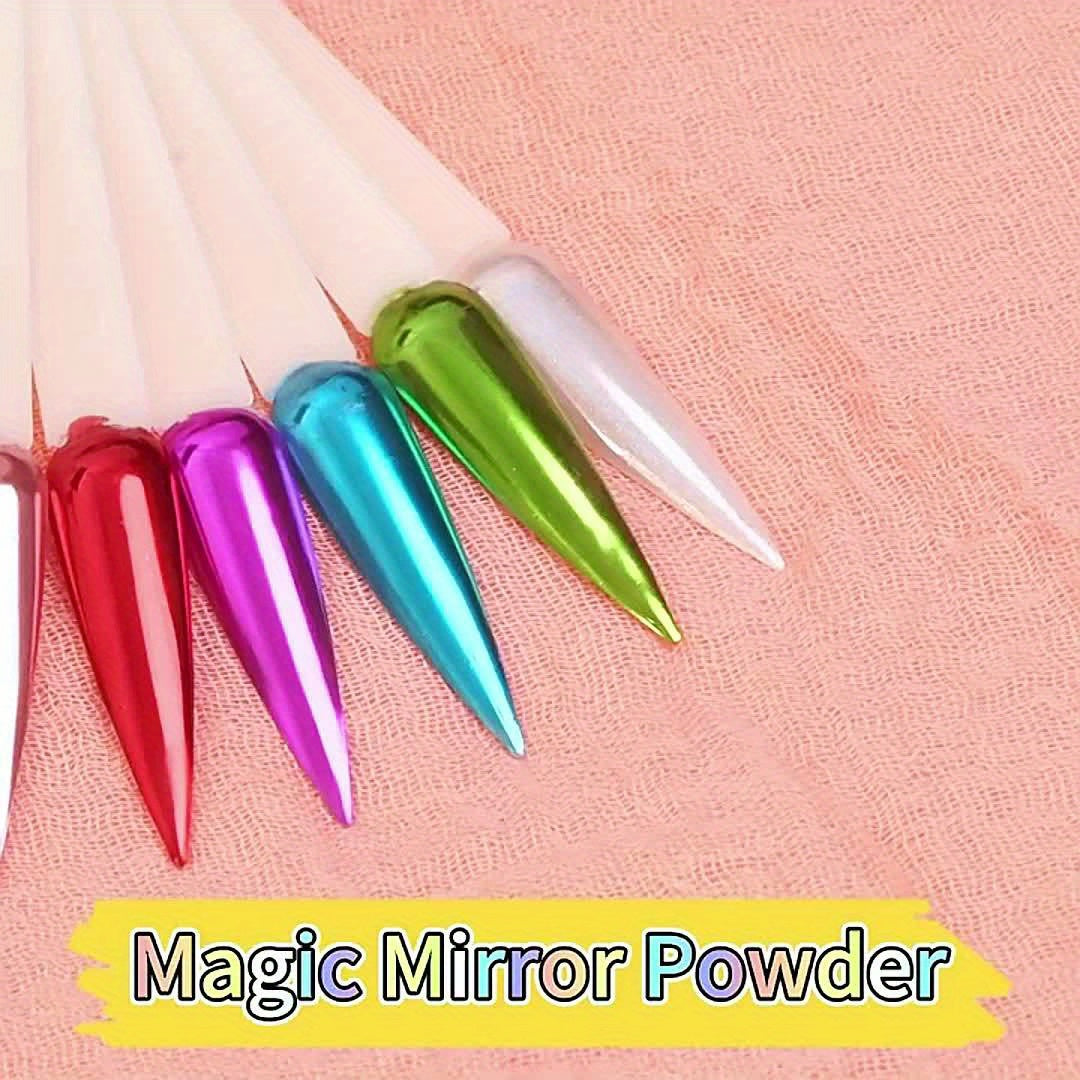 Magic Mirror Two-color Powder Dipping Set! Golden and red glitter + mirror super bright, with sponge brush, create noble high-end nail special effects, long-lasting without peeling off! One box can achieve advanced makeup eff