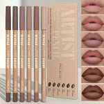 6-Piece Velvet Matte Lip Liner Pencil Set – Long-Lasting, Non-Drying Lip Definition with Berry, Pink, Red, and Nude Shades for All Skin Tones