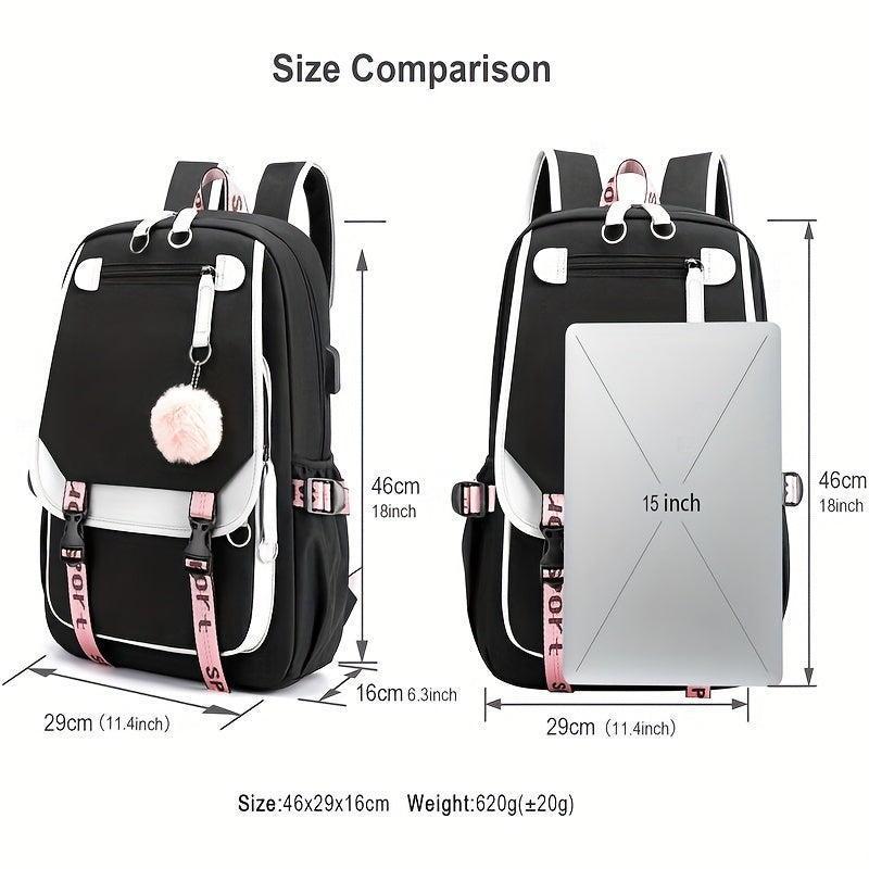 1pc Queen Print Students School Backpack - Casual, Large Capacity - Polyester Fabric - For Teen Girls & Students - Suitable for School, Travel & Daily Use - Great Gift for Back to School