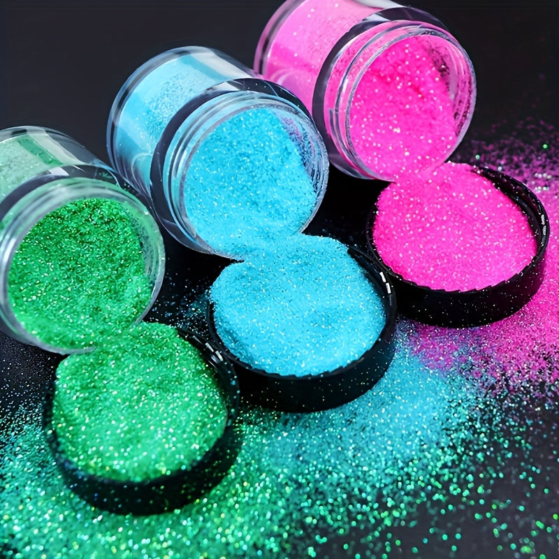 3pcs/Set Bottled Candy Colored Nail Glitter Summer Color 0.2Mm Fine Glitter Powder