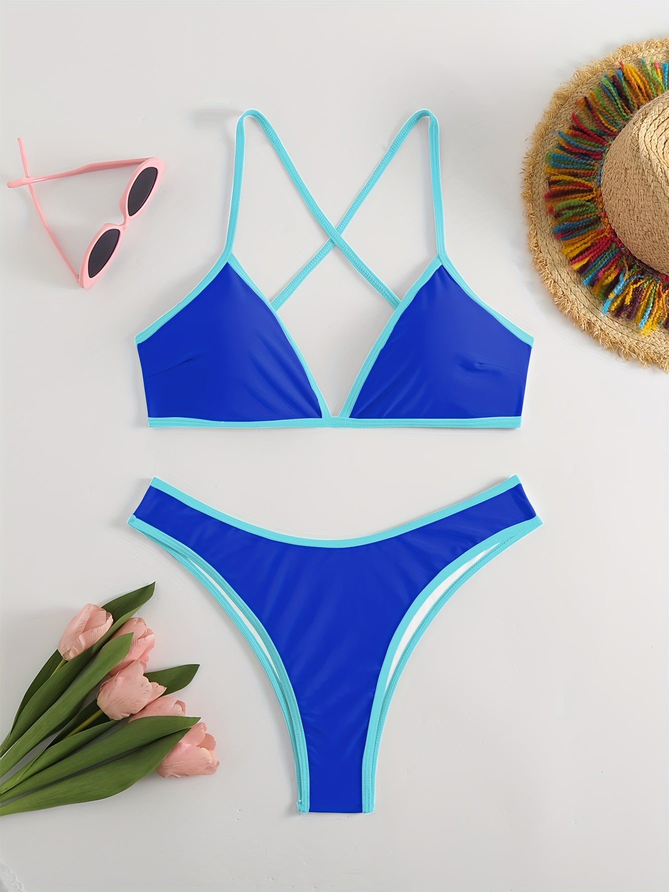 Women fashion swimsuit Sexy bikini Sport style Simple classic beach vacation photo bikini
