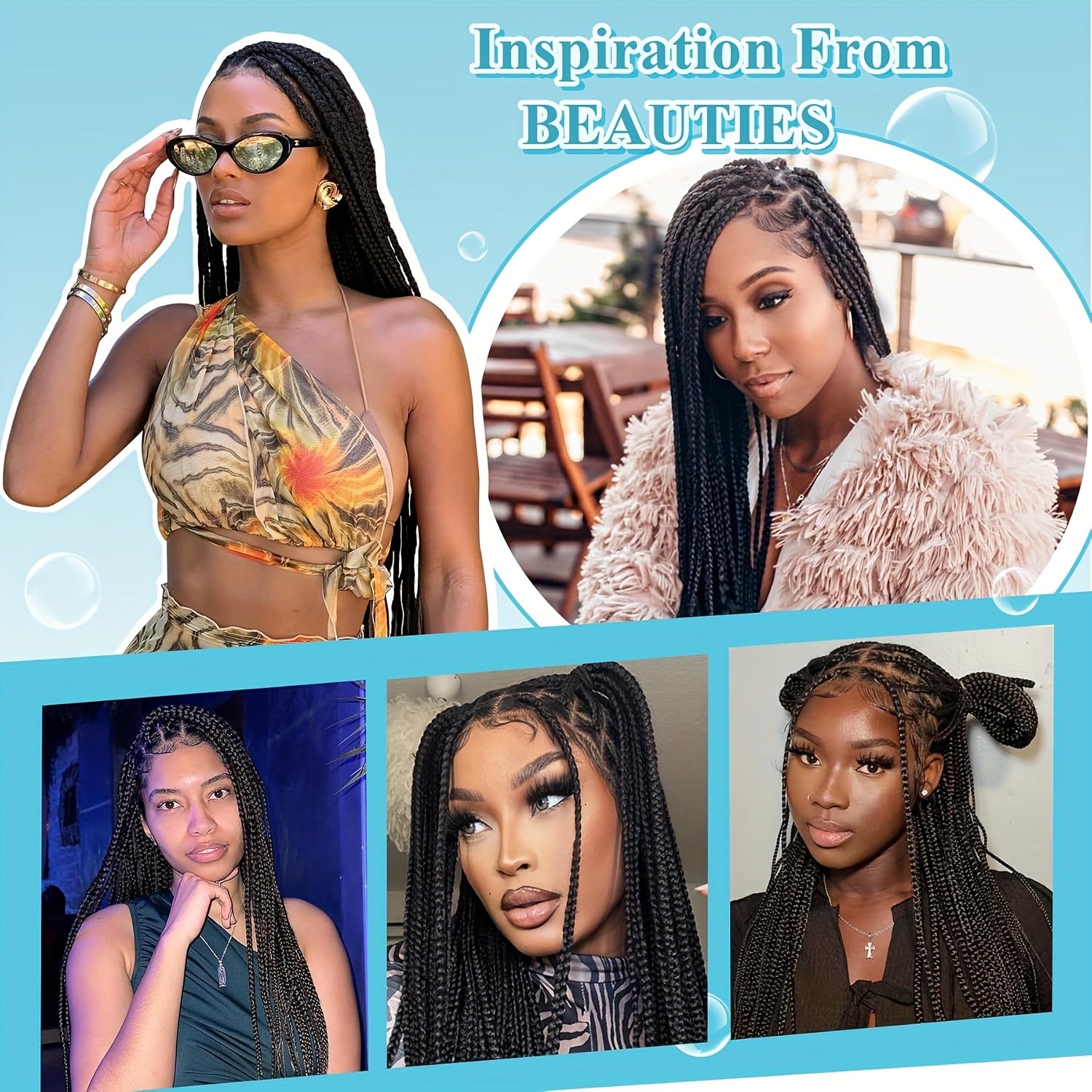 Knotless Braided Wigs Lace Front Box Braids Lace Frontal Wig For Women Synthetic Hair Blended Black Hand Full Double Lace Braid Wig With Bang, Christmas Wig