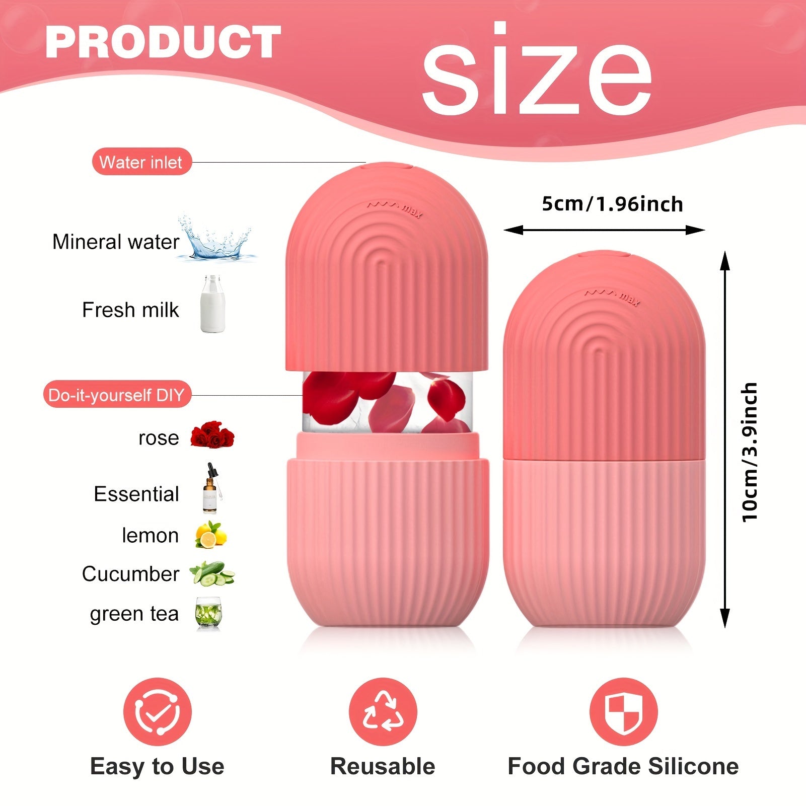 Silicone Ice Roller for Face – Cooling Skincare Tool with Ergonomic Handle, Gel Core & Ribbed Design for Puffiness, Circulation & Glow – Fragrance-Free, Battery-Free