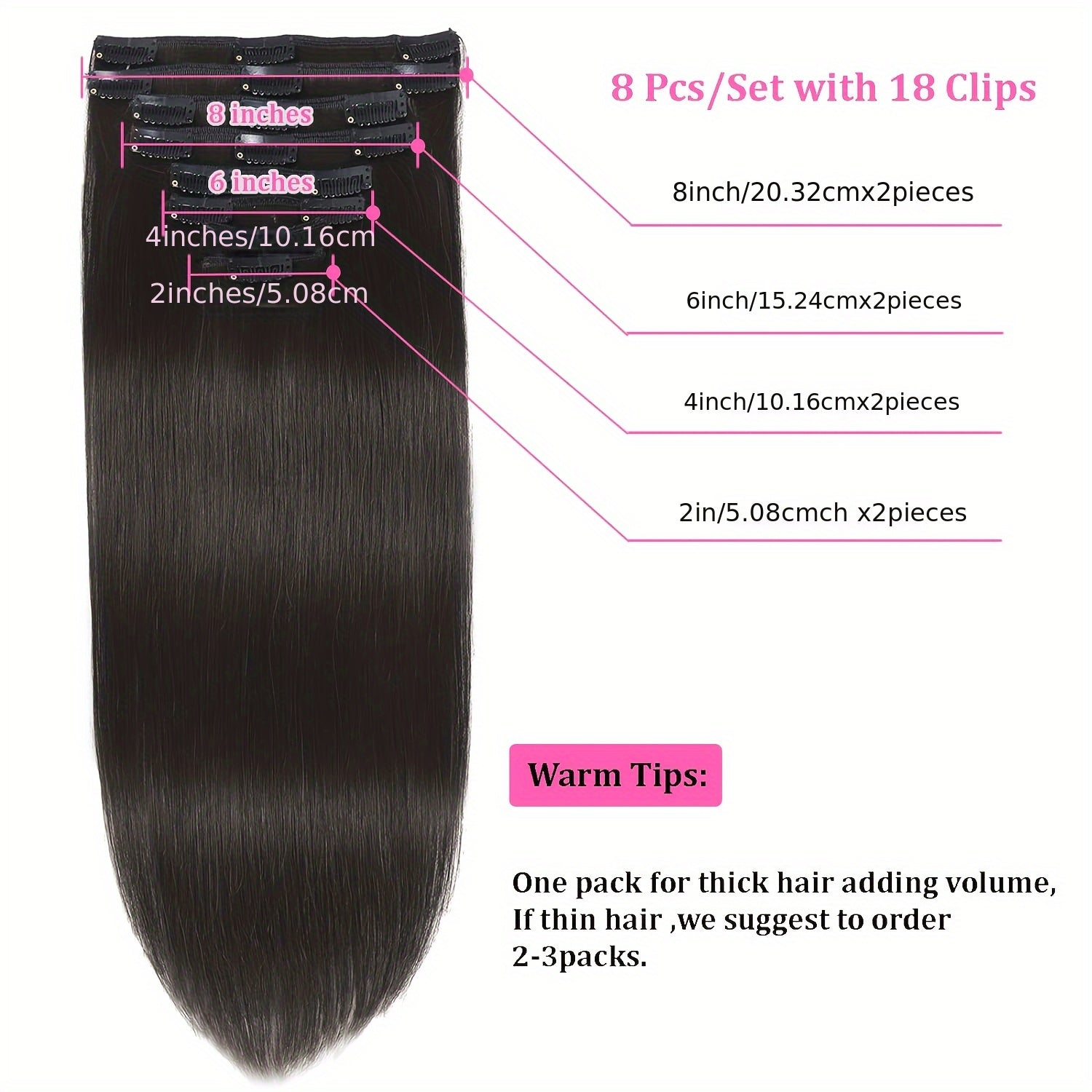Straight Clip In Hair Extensions Real Human Hair Clip Ins Hair Extensions For Women 8pcs Clip On Hair Extensions 18 Clips Double Weft Brazilian Remy Natural Human Hair 120G