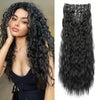 16 Thick Black Hair Clips for Synthetic Curls, Completely Soft And Invisible Fiber Hair Extensions, 24 Inches Long.