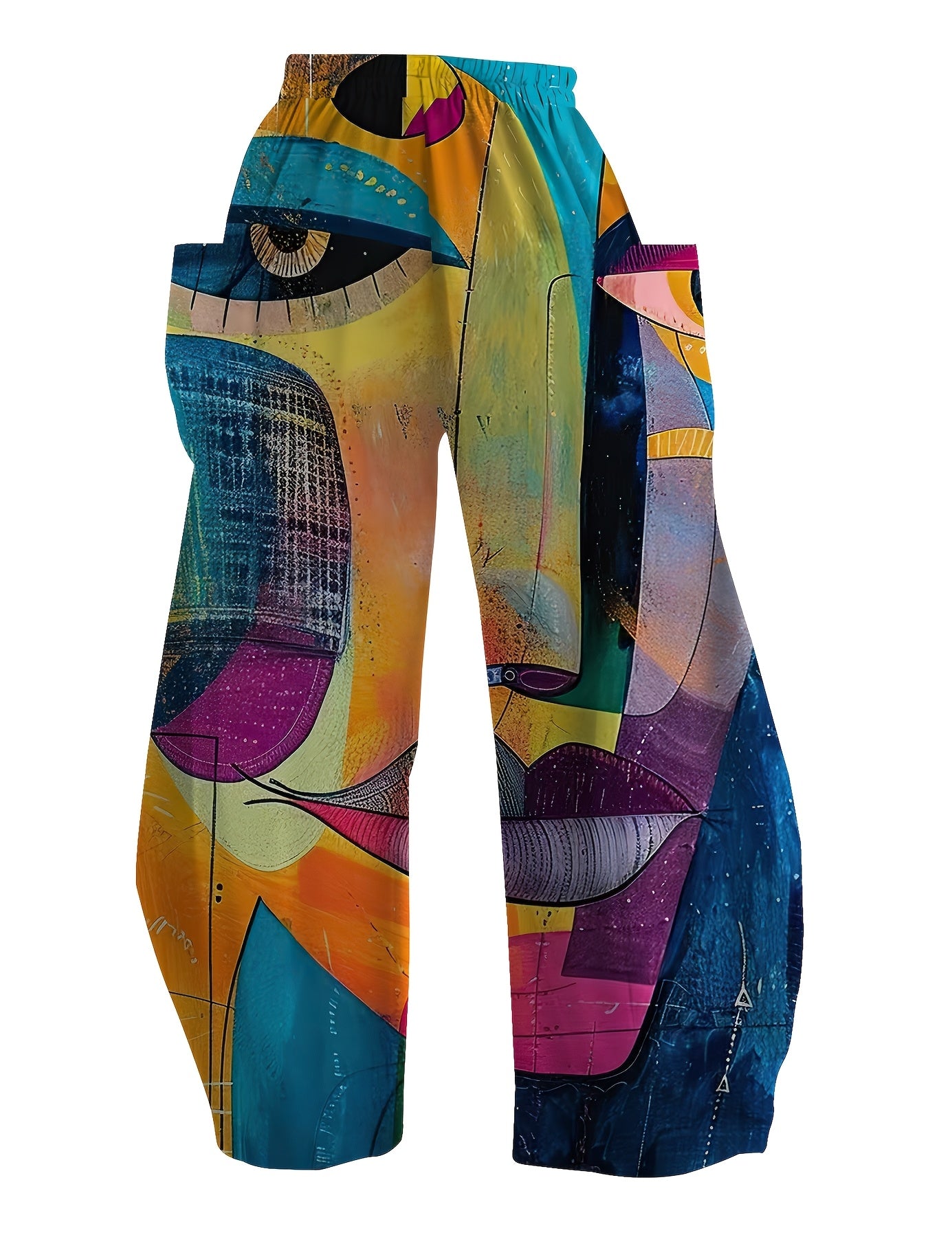 Women'S Graffiti 3D Print Wide Leg Palazzos - Casual Loose Fit Polyester 100% Long Pants with Pockets for All Seasons - Woven Non-Stretch Fabric, 120g/m² - Weekend Casual Wear