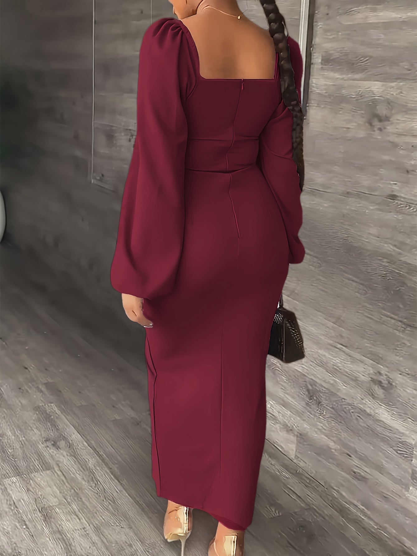New European and American Style Fashion Slimming Split Long Sleeve Dress Trend