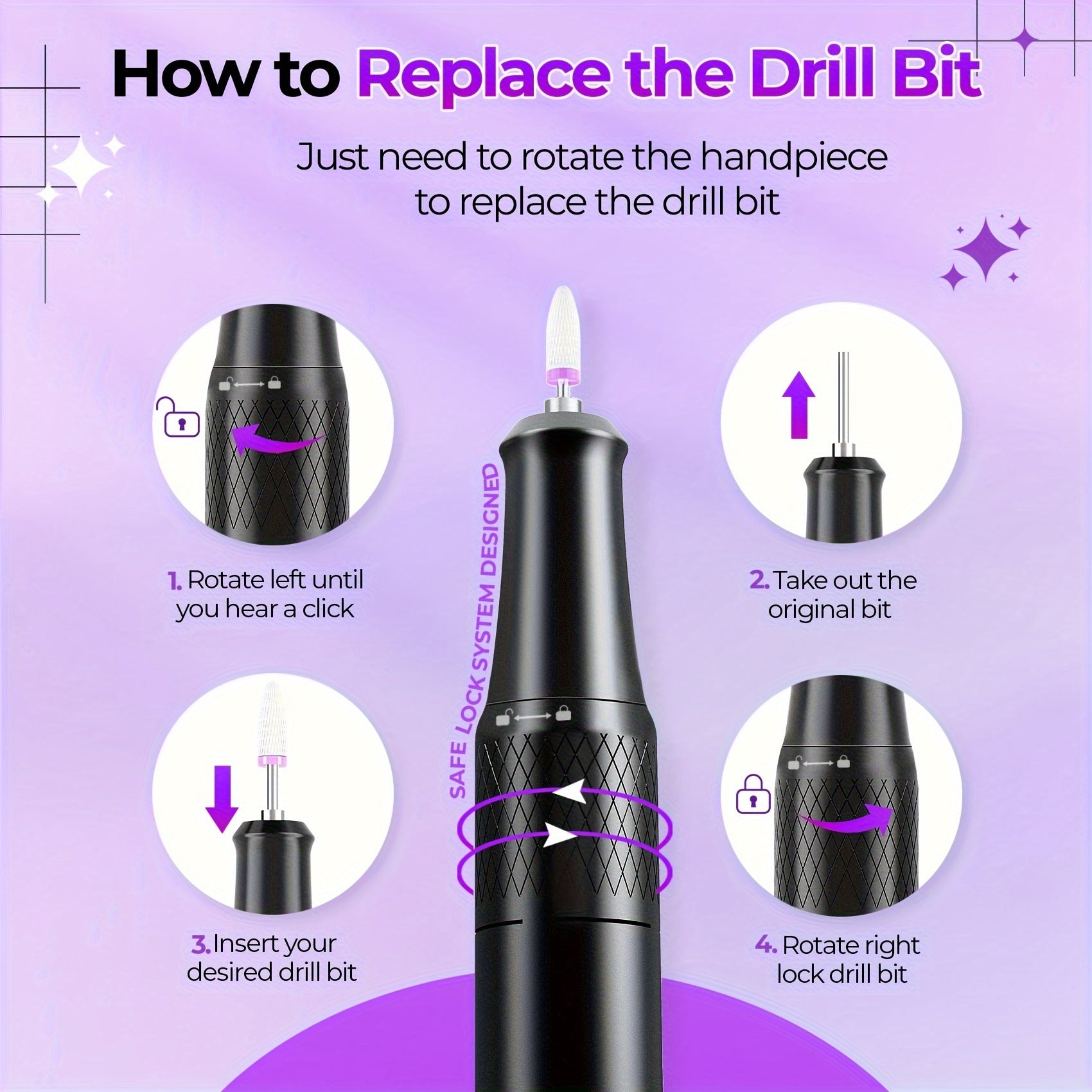Electric Nail Drill Machine 40000RPM Professional Efile Nail Drill Kit, High Speed, Low Heat, Low Noise, Low Vibration, Electric Nail File For Acrylic Gel Nails, Toenail Shaping, Buffing, Grinder Manicure Pedicure Polishing S