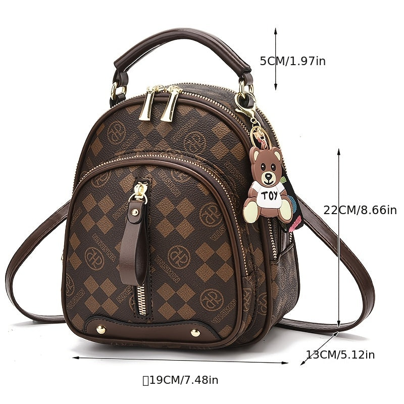 New Fashion All-match Simple Travel Backpack, Printed Small Backpack, Crossbody And Shoulder Dual-purpose Backpack