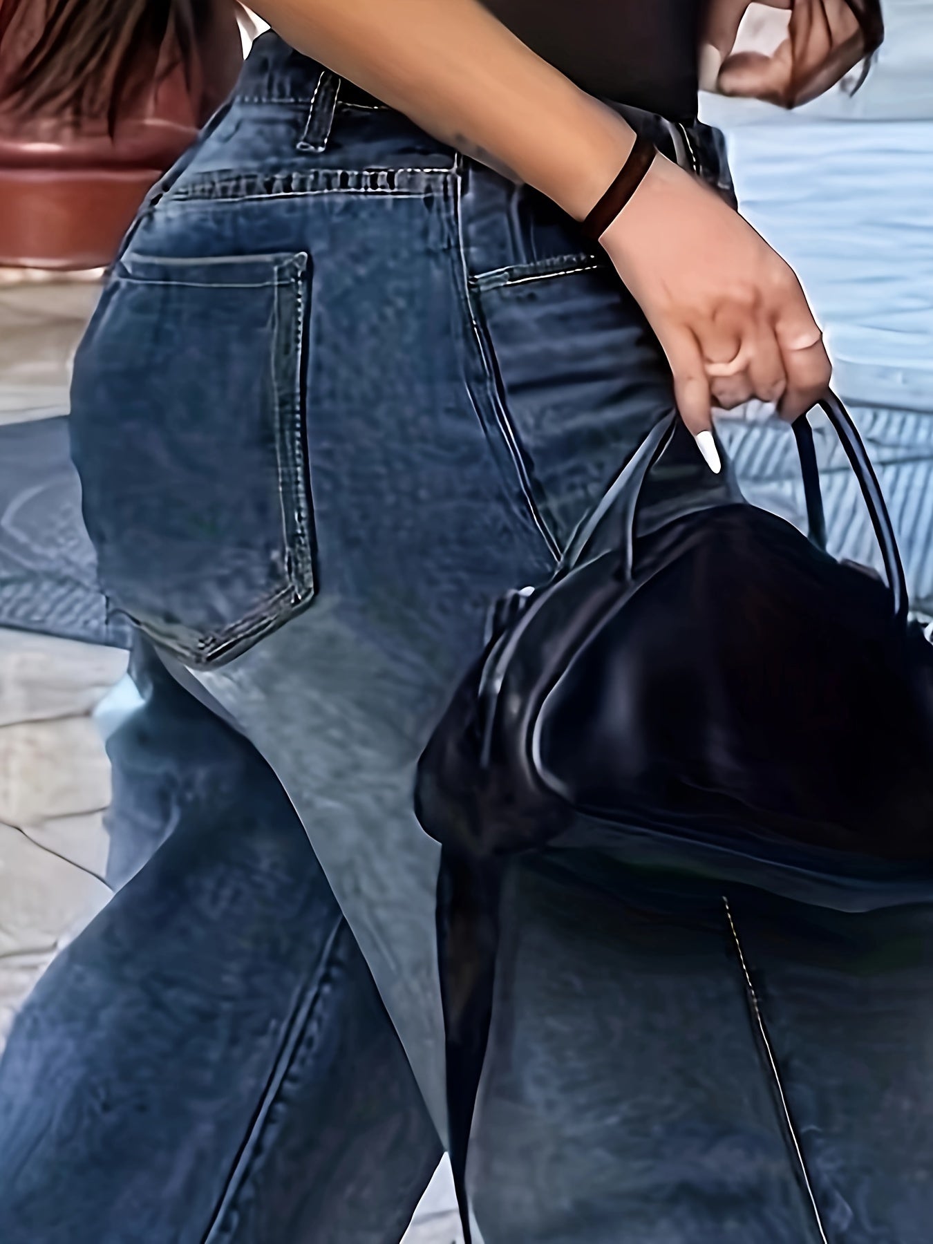 Loose Straight Leg Jeans With Multi Pockets, Casual Versatile Denim Pants For Women, Women's Clothing & Denim