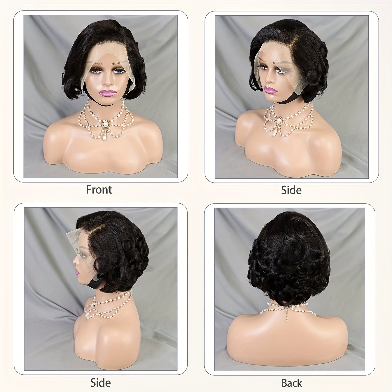 10" Natural Black Curly Pixie Cut Wig - Large 13x4 Transparent Lace Front, Unprocessed Raw Human Hair, Shoulder-Length Bob Style, Glossy Finish, Perfect for Casual Attire or Special Occasions, Special Occasion Wig | Natural H